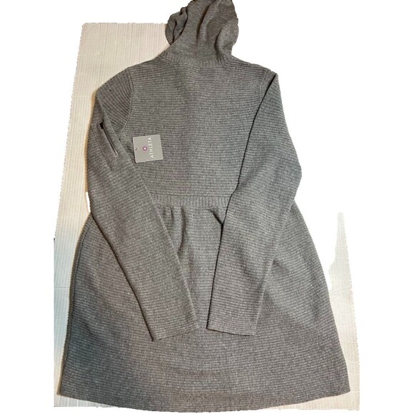 NWT Athleta Sweater Coat L Gray Woolblend Hooded Zip Jacket Gorpcore Casual Chic - Picture 6 of 6